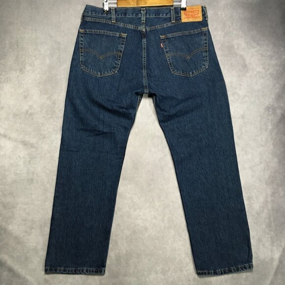 Levis Mens 505 Regular Fit Blue Jeans size 38x29 Cotton Denim Pants Copper Rivet - Picture 3 of 14